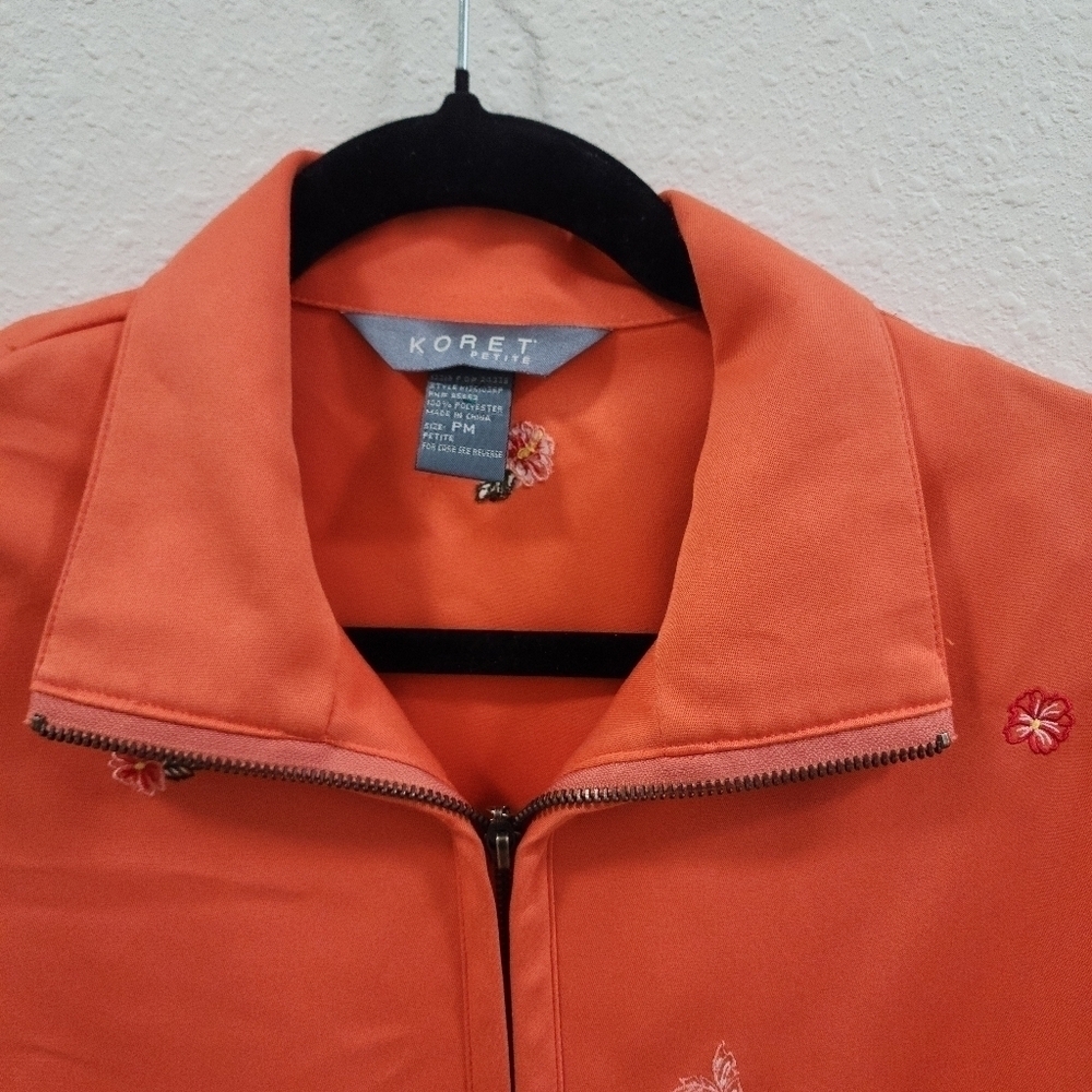 Koret Jacket Women Medium Zip Floral Coral Peach. - Picture 2 of 14